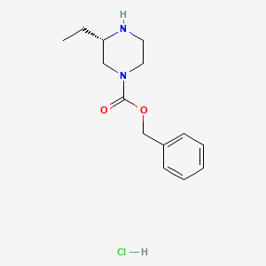 (S)-Benzyl 3-ethylpiperazine-1-carboxylate hydrochloride chemical structure (CAS 1217764-12-9)