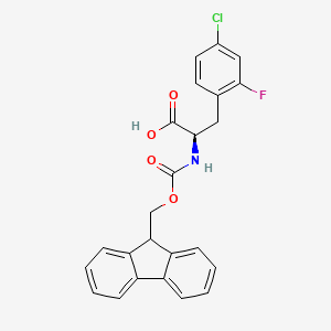 (R)-2-((((9H-Fluoren-9-yl)methoxy)carbonyl)amino)-3-(4-chloro-2-fluorophenyl)propanoic acid chemical structure (CAS 1217768-67-6)