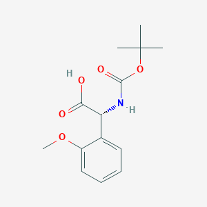(R)-2-((tert-Butoxycarbonyl)amino)-2-(2-methoxyphenyl)acetic acid chemical structure (CAS 1217786-73-6)