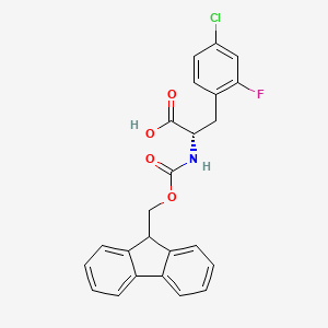 (S)-2-((((9H-Fluoren-9-yl)methoxy)carbonyl)amino)-3-(4-chloro-2-fluorophenyl)propanoic acid chemical structure (CAS 1217811-90-9)
