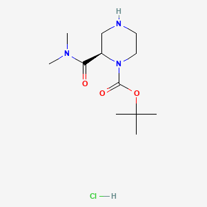 (R)-tert-Butyl 2-(dimethylcarbamoyl)piperazine-1-carboxylate hydrochloride chemical structure (CAS 1217825-46-1)