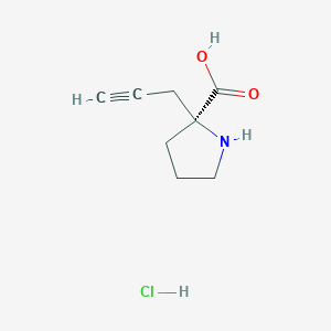 (S)-2-(Prop-2-yn-1-yl)pyrrolidine-2-carboxylic acid hydrochloride chemical structure (CAS 1217828-88-0)