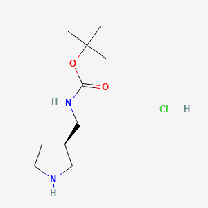 (R)-tert-Butyl (pyrrolidin-3-ylmethyl)carbamate hydrochloride chemical structure (CAS 1217858-20-2)