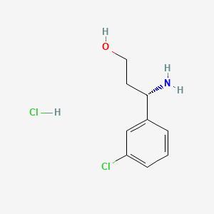 (S)-3-Amino-3-(3-chlorophenyl)propan-1-ol hydrochloride chemical structure (CAS 1217859-58-9)