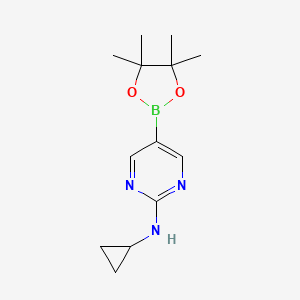 N-Cyclopropyl-5-(4,4,5,5-tetramethyl-1,3,2-dioxaborolan-2-yl)pyrimidin-2-amine chemical structure (CAS 1218789-33-3)