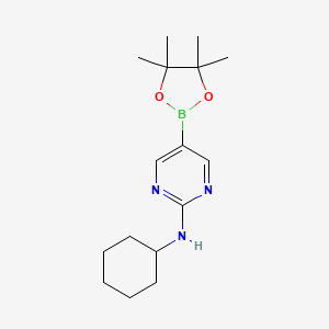 N-Cyclohexyl-5-(4,4,5,5-tetramethyl-1,3,2-dioxaborolan-2-yl)pyrimidin-2-amine chemical structure (CAS 1218789-35-5)