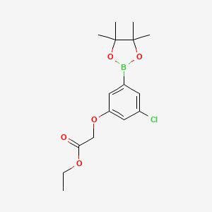 Ethyl 2-(3-chloro-5-(4,4,5,5-tetramethyl-1,3,2-dioxaborolan-2-yl)phenoxy)acetate chemical structure (CAS 1218789-47-9)