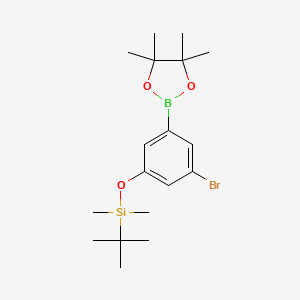 (3-Bromo-5-(4,4,5,5-tetramethyl-1,3,2-dioxaborolan-2-yl)phenoxy)(tert-butyl)dimethylsilane chemical structure (CAS 1218789-51-5)