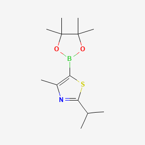2-Isopropyl-4-methyl-5-(4,4,5,5-tetramethyl-1,3,2-dioxaborolan-2-yl)thiazole chemical structure (CAS 1218789-55-9)