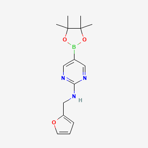 N-(Furan-2-ylmethyl)-5-(4,4,5,5-tetramethyl-1,3,2-dioxaborolan-2-yl)pyrimidin-2-amine chemical structure (CAS 1218790-00-1)