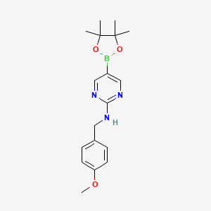 N-(4-Methoxybenzyl)-5-(4,4,5,5-tetramethyl-1,3,2-dioxaborolan-2-yl)pyrimidin-2-amine chemical structure (CAS 1218790-01-2)
