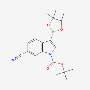 tert-Butyl 6-cyano-3-(4,4,5,5-tetramethyl-1,3,2-dioxaborolan-2-yl)-1H-indole-1-carboxylate chemical structure (CAS 1218790-23-8)