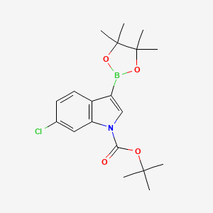 tert-Butyl 6-chloro-3-(4,4,5,5-tetramethyl-1,3,2-dioxaborolan-2-yl)-1H-indole-1-carboxylate chemical structure (CAS 1218790-24-9)