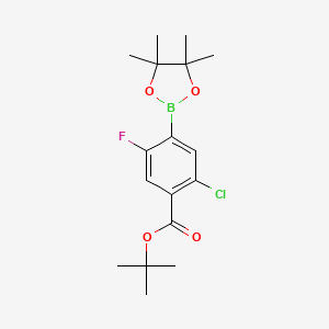 tert-Butyl 2-chloro-5-fluoro-4-(4,4,5,5-tetramethyl-1,3,2-dioxaborolan-2-yl)benzoate chemical structure (CAS 1218790-25-0)