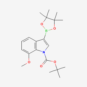 tert-Butyl 7-methoxy-3-(4,4,5,5-tetramethyl-1,3,2-dioxaborolan-2-yl)-1H-indole-1-carboxylate chemical structure (CAS 1218790-26-1)