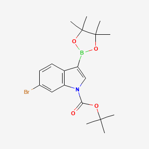 tert-Butyl 6-bromo-3-(4,4,5,5-tetramethyl-1,3,2-dioxaborolan-2-yl)-1H-indole-1-carboxylate chemical structure (CAS 1218790-27-2)