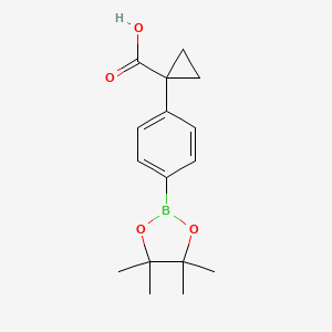 1-(4-(4,4,5,5-Tetramethyl-1,3,2-dioxaborolan-2-yl)phenyl)cyclopropanecarboxylic acid chemical structure (CAS 1218790-98-7)