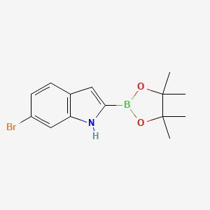 6-Bromo-2-(4,4,5,5-tetramethyl-1,3,2-dioxaborolan-2-yl)-1H-indole chemical structure (CAS 1218791-00-4)