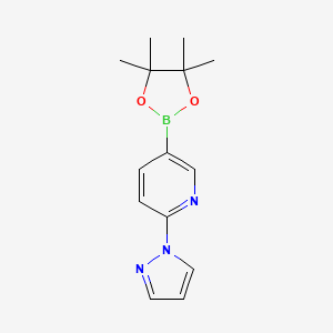 2-(1H-Pyrazol-1-yl)-5-(4,4,5,5-tetramethyl-1,3,2-dioxaborolan-2-yl)pyridine chemical structure (CAS 1218791-02-6)