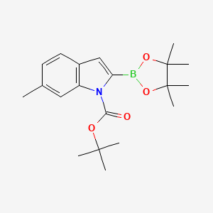 tert-Butyl 6-methyl-2-(4,4,5,5-tetramethyl-1,3,2-dioxaborolan-2-yl)-1H-indole-1-carboxylate chemical structure (CAS 1218791-10-6)