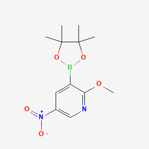 2-Methoxy-5-nitro-3-(4,4,5,5-tetramethyl-1,3,2-dioxaborolan-2-yl)pyridine chemical structure (CAS 1218791-18-4)
