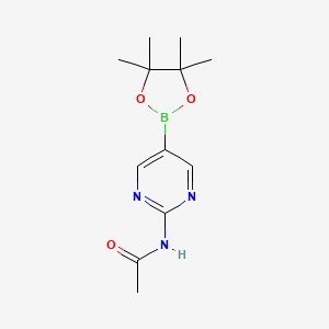 N-(5-(4,4,5,5-Tetramethyl-1,3,2-dioxaborolan-2-yl)pyrimidin-2-yl)acetamide chemical structure (CAS 1218791-37-7)