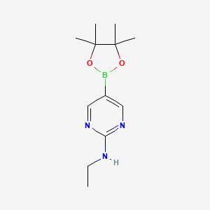 N-Ethyl-5-(4,4,5,5-tetramethyl-1,3,2-dioxaborolan-2-yl)pyrimidin-2-amine chemical structure (CAS 1218791-44-6)