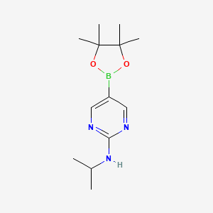 N-Isopropyl-5-(4,4,5,5-tetramethyl-1,3,2-dioxaborolan-2-yl)pyrimidin-2-amine chemical structure (CAS 1218791-46-8)