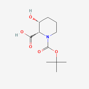 rel-(2S,3R)-1-(tert-Butoxycarbonyl)-3-hydroxypiperidine-2-carboxylic acid chemical structure (CAS 1218818-50-8)