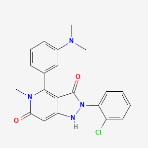 2-(2-Chlorophenyl)-4-(3-(dimethylamino)phenyl)-5-methyl-1H-pyrazolo[4,3-c]pyridine-3,6(2H,5H)-dione chemical structure (CAS 1218942-37-0)