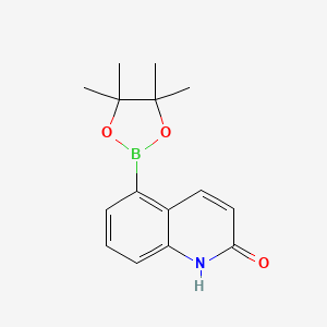 5-(4,4,5,5-Tetramethyl-1,3,2-dioxaborolan-2-yl)quinolin-2(1H)-one chemical structure (CAS 1219130-53-6)