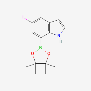 5-Iodo-7-(4,4,5,5-tetramethyl-1,3,2-dioxaborolan-2-yl)-1H-indole chemical structure (CAS 1219637-82-7)