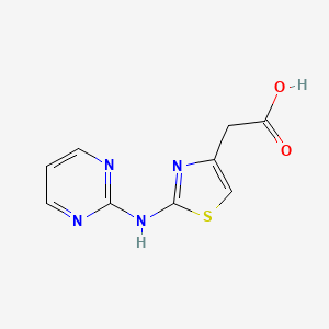 2-(2-(Pyrimidin-2-ylamino)thiazol-4-yl)acetic acid chemical structure (CAS 1219828-13-3)