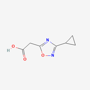 2-(3-Cyclopropyl-1,2,4-oxadiazol-5-yl)acetic acid chemical structure (CAS 1220030-04-5)