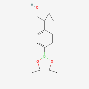 (1-(4-(4,4,5,5-Tetramethyl-1,3,2-dioxaborolan-2-yl)phenyl)cyclopropyl)methanol chemical structure (CAS 1220219-36-2)