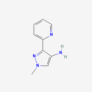 1-Methyl-3-(pyridin-2-yl)-1H-pyrazol-4-amine chemical structure (CAS 1220709-84-1)