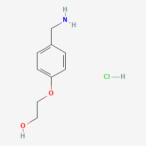 2-[4-(Aminomethyl)phenoxy]ethan-1-ol hydrochloride chemical structure (CAS 1221725-65-0)