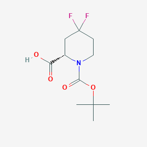 (S)-1-(tert-Butoxycarbonyl)-4,4-difluoropiperidine-2-carboxylic acid chemical structure (CAS 1221793-42-5)