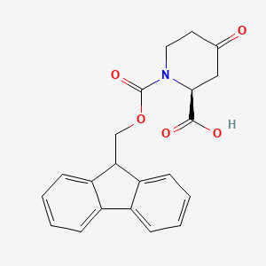 (S)-1-(((9H-Fluoren-9-yl)methoxy)carbonyl)-4-oxopiperidine-2-carboxylic acid chemical structure (CAS 1221793-43-6)