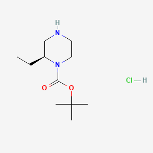 (S)-tert-Butyl 2-ethylpiperazine-1-carboxylate hydrochloride chemical structure (CAS 1222106-99-1)