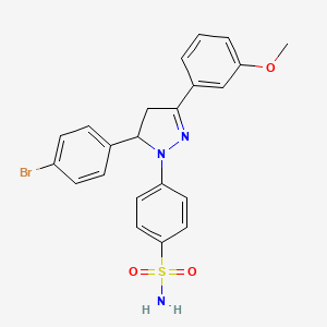 4-(5-(4-Bromophenyl)-3-(3-methoxyphenyl)-4,5-dihydro-1H-pyrazol-1-yl)benzenesulfonamide chemical structure (CAS 1222513-26-9)