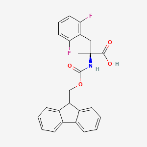 (S)-2-((((9H-Fluoren-9-yl)methoxy)carbonyl)amino)-3-(2,6-difluorophenyl)-2-methylpropanoic acid chemical structure (CAS 1223105-51-8)