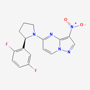(R)-5-(2-(2,5-Difluorophenyl)pyrrolidin-1-yl)-3-nitropyrazolo[1,5-a]pyrimidine chemical structure (CAS 1223404-90-7)