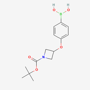 (4-((1-(tert-Butoxycarbonyl)azetidin-3-yl)oxy)phenyl)boronic acid chemical structure (CAS 1224449-18-6)