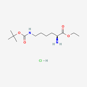 (S)-Ethyl 2-amino-6-((tert-butoxycarbonyl)amino)hexanoate hydrochloride chemical structure (CAS 122456-82-0)