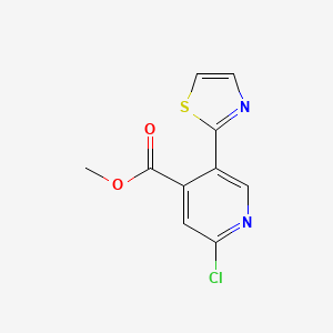 Methyl 2-chloro-5-(thiazol-2-yl)isonicotinate chemical structure (CAS 1224846-09-6)