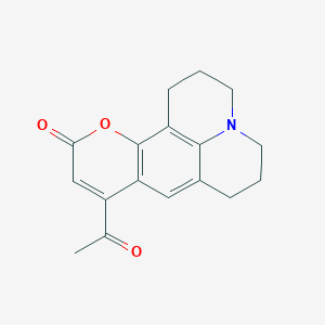 9-Acetyl-2,3,6,7-tetrahydro-1H-pyrano[2,3-f]pyrido[3,2,1-ij]quinolin-11(5H)-one chemical structure (CAS 122501-96-6)