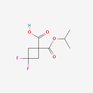 3,3-Difluoro-1-(isopropoxycarbonyl)cyclobutanecarboxylic acid chemical structure (CAS 1225532-90-0)
