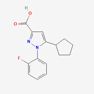 5-Cyclopentyl-1-(2-fluorophenyl)-1H-pyrazole-3-carboxylic acid chemical structure (CAS 1226006-27-4)