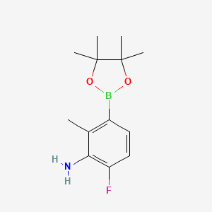 6-Fluoro-2-methyl-3-(4,4,5,5-tetramethyl-1,3,2-dioxaborolan-2-yl)aniline chemical structure (CAS 1227210-37-8)